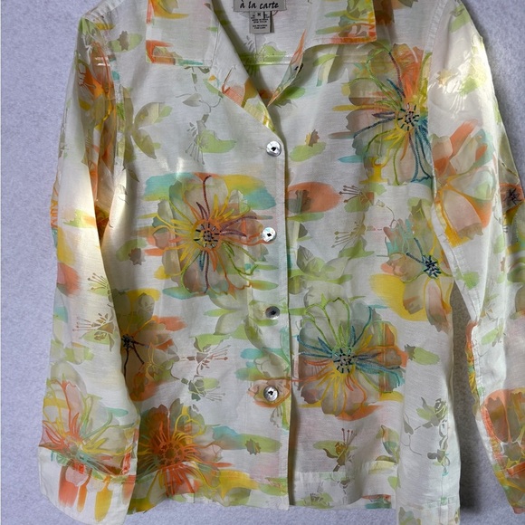 A La Carte Tops - à la carte Pastel Floral Button-Up Blouse